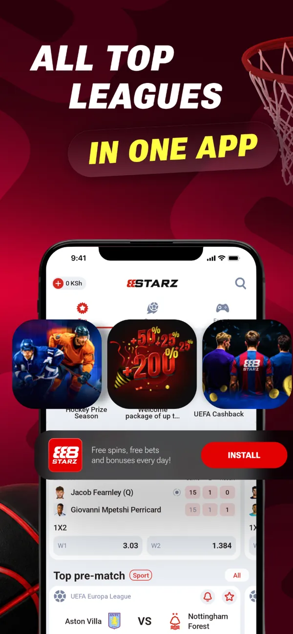 888starz Kenya app on iPhone: top football and basketball leagues, live odds and casino promotions in one app